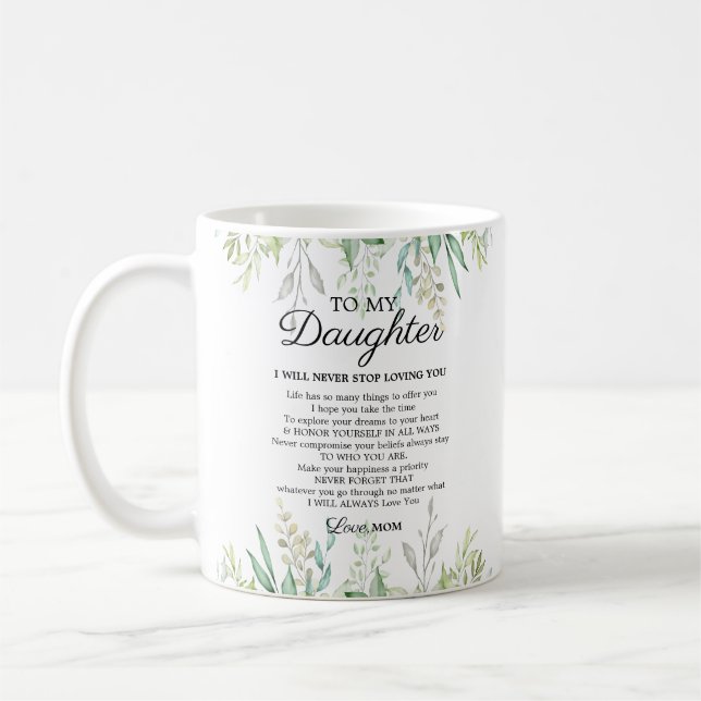 Mug Moderne Mère à la fille Encouragement feuille (Gauche)