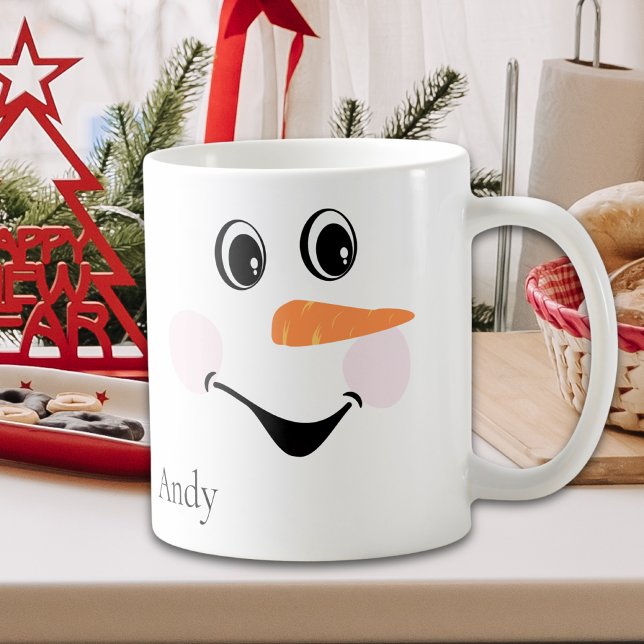 Mug Moderne mignon Joyeux visage de Snowman sur mesure (Créateur téléchargé)