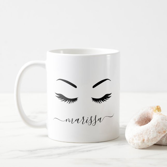 Mug Moderne minimaliste Lashes Personnalisés (Avec donut)