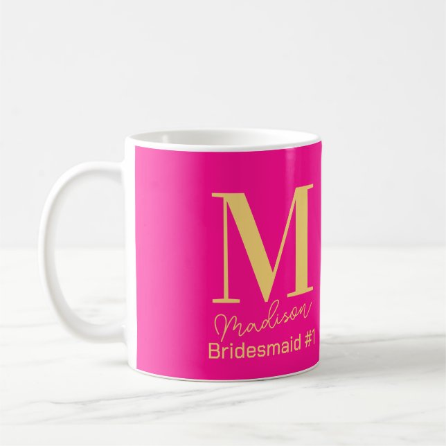 Mug Moderne Monogramme Demoiselle d'Honneur Numéro 1 R (Gauche)