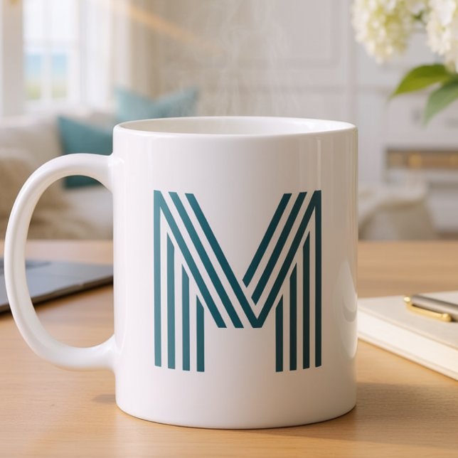 Mug Moderne monogramme initiale Lettre Élégante Vert s (Créateur téléchargé)