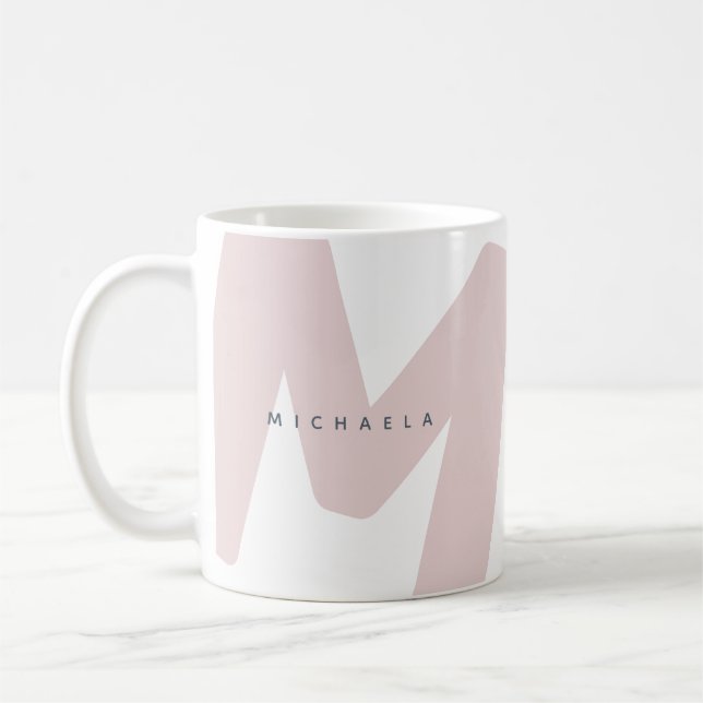 Mug Moderne Monogramme surdimensionné Initiale & Nom (Gauche)
