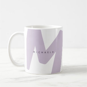 Mug Moderne Monogramme surdimensionné Initiale & Nom C