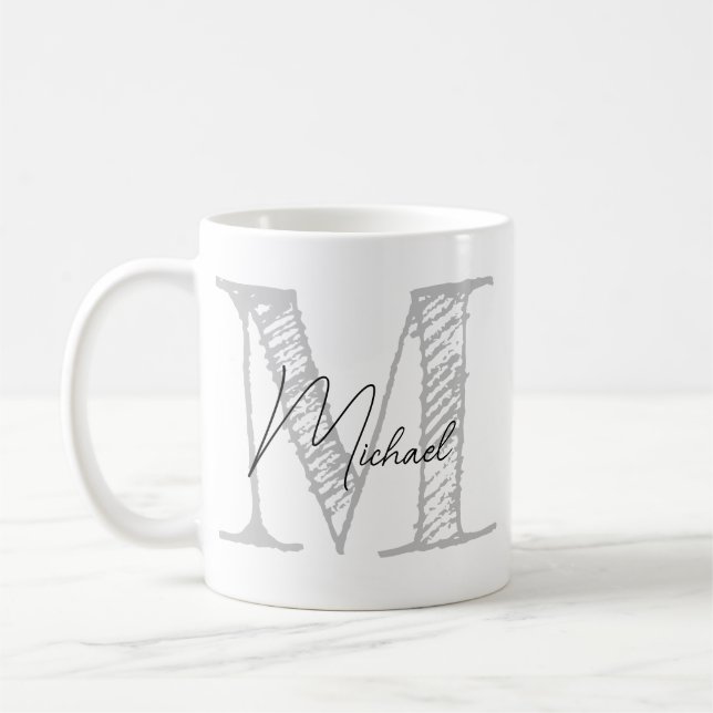 Mug Moderne Monogramme surdimensionné Initiale & Nom C (Gauche)