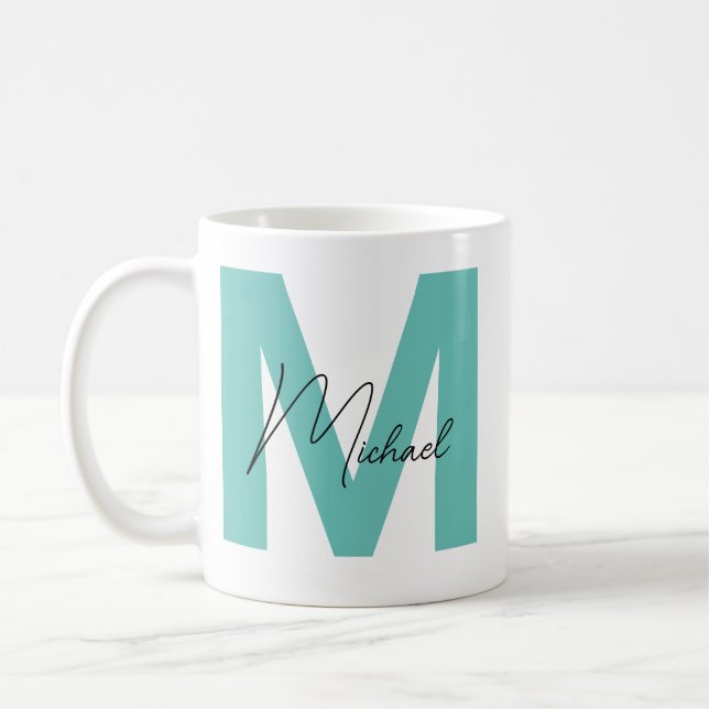 Mug Moderne Monogramme surdimensionné Initiale & Nom C (Gauche)