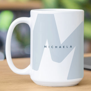 Mug Moderne Monogramme surdimensionné Initiale & Nom C