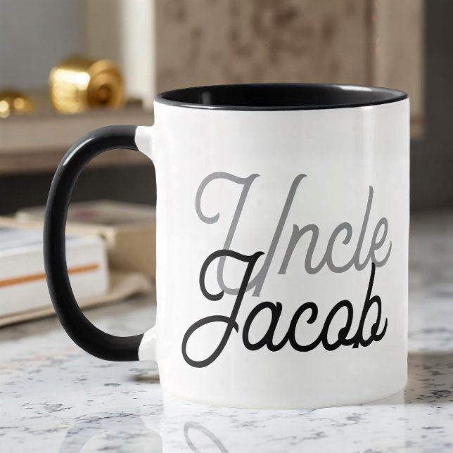 Mug Moderne Noir Gris et Blanc Pour L'Oncle Cool (Créateur téléchargé)
