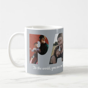 Mug Moderne PAPA 4 Photo Silver Grey Happy Fête des pè
