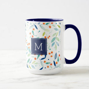 Mug Moderne Pastel Aquarelles Feuilles & Berries Motif