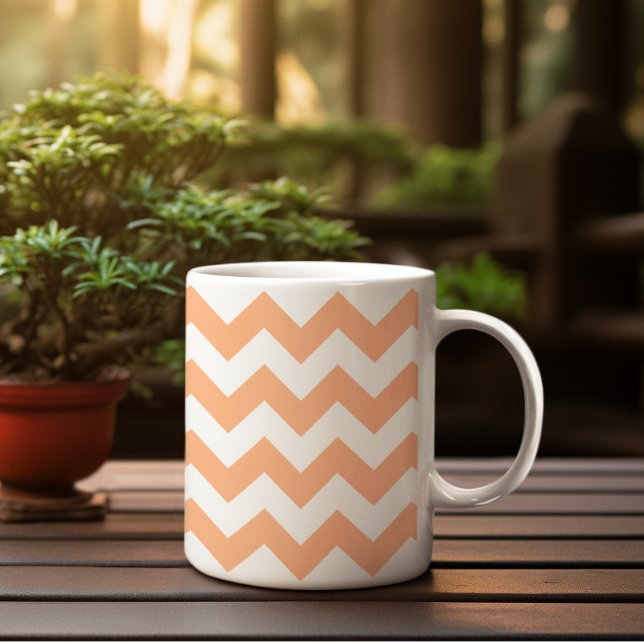 Mug Moderne Pastel Peach Orange Chevron (Créateur téléchargé)