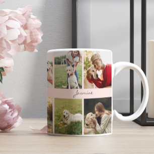 Mug Moderne Personnalisé 10 Photos Chien Blush Rose