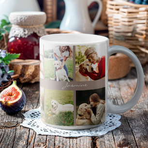 Mug Moderne Personnalisé 10 Photos Collage Chien Taupe