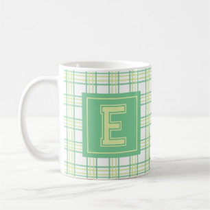 Mug Moderne Plaid Prévert Lime Vert Université Monogra