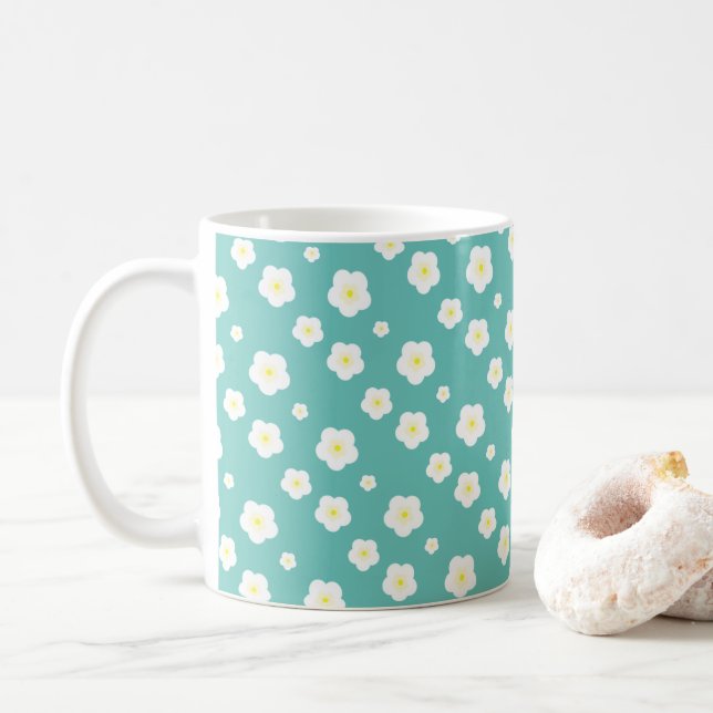 Mug Moderne Printemps aqua dégradé de la flore jaune m (Avec donut)