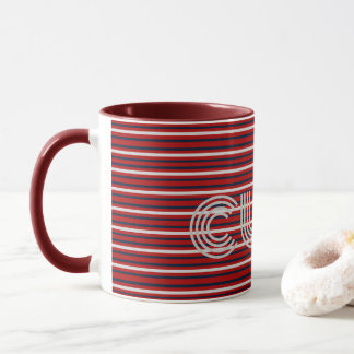 Mug Moderne rayé avec monogramme
