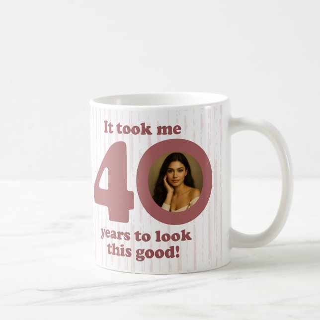 Mug Moderne Rose Poussiéreuse Fabuleuse 40e Anniversai (Droite)