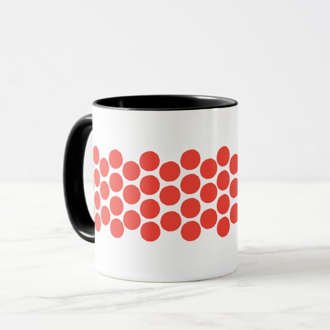 Mug Moderne Rouge et Noir Gras Points (Devant gauche)