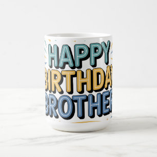 Mug Moderne sarcelle et jaune "JOYEUX ANNIVERSAIRE FRÈ