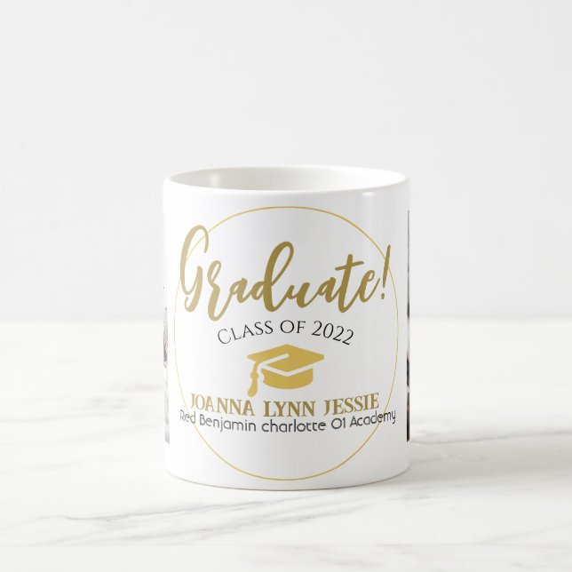 Mug Moderne Simple élégant Graduation or Casquette Scr (Centre)