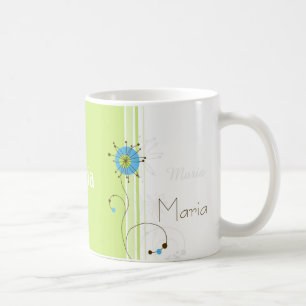Mug Moderne simple Fleur vert Votre nom