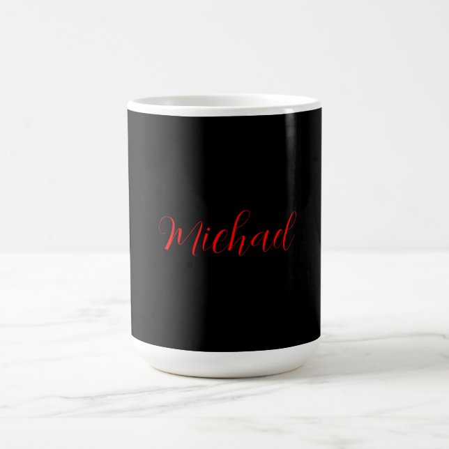 Mug Moderne simple minimaliste ajouter nom noir rouge (Centre)