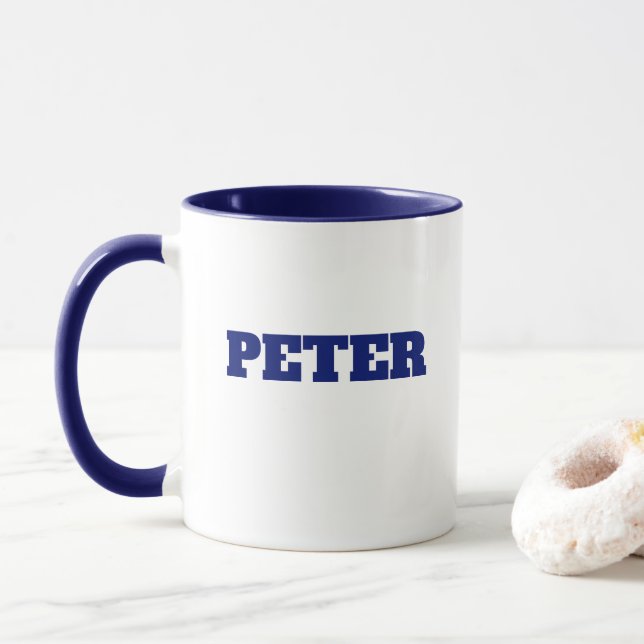 Mug Moderne simple Monogramme nom personnalisé (Avec donut)