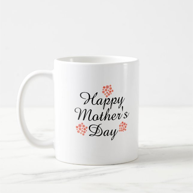 Mug moderne simple noir et blanc heureux jour mère (Gauche)