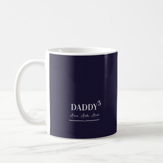 Mug Moderne Simple Papa Cubed Typographie Noms des enf (Gauche)