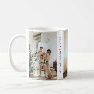Mug Moderne simple Photo de famille Nouvel An Bleu