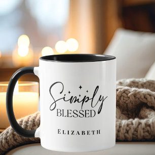 Mug Moderne Simplement Bénis Noir & Blanc Chrétien