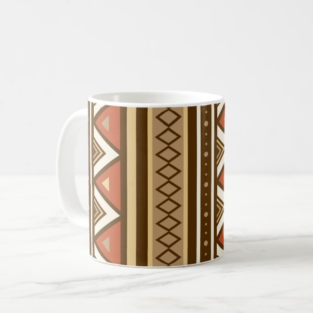 Mug Moderne Sud-Ouest Géométrique, Brown, Tan & Rust (Devant gauche)