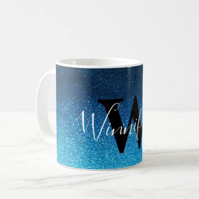 Mug Moderne tendance simple Monogramme Parties scintil (Devant gauche)