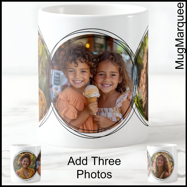 Mug Moderne Trois Photos Collage Blanc C00 Maman Mère (Créateur téléchargé)