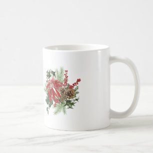 Mug moderne vintage vacances poinsettia floral