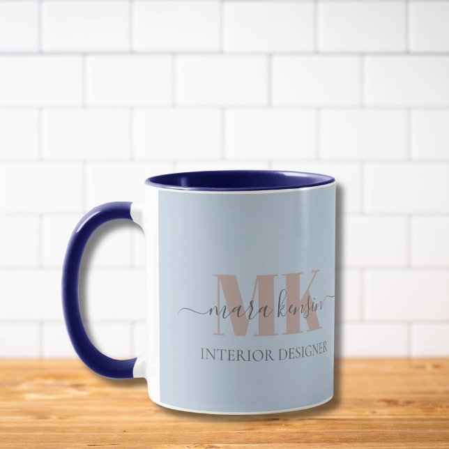Mug Modert Mocha Mousse Monogram Bleu Poussiéreux (Créateur téléchargé)