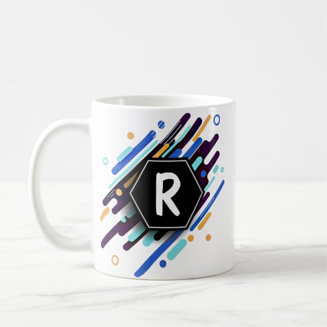 Mug Modifier en une initiale sur peinture bleue - R S  (Gauche)