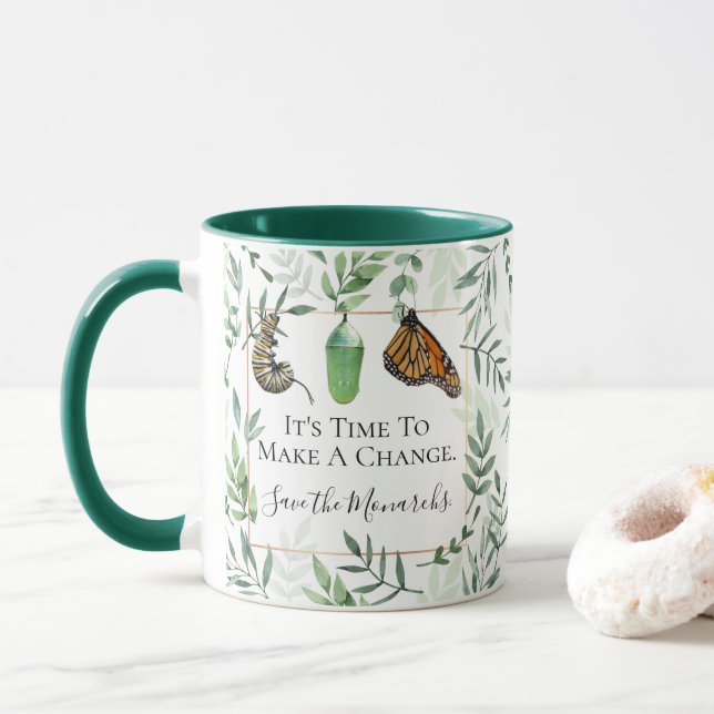 Mug Modifier la conservation des papillons Monarques (Avec donut)