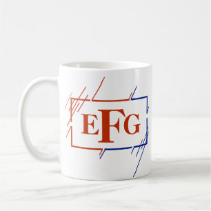 Mug Modifier le monogramme initial Brown Bleu AVC E F