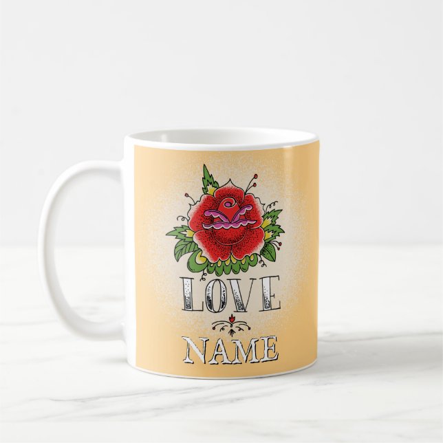 Mug Modifier le nom Ajouter du texte Rose rouge Tattoo (Gauche)