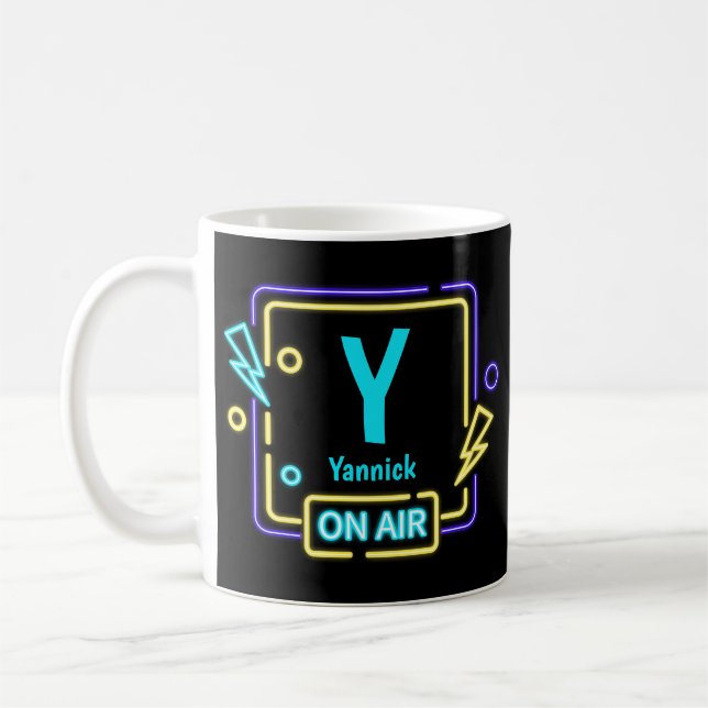 Mug Modifier Le Nom Initial Ajouter Le Nom Bleu Jaune  (Gauche)