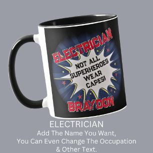 Mug Modifier le nom Texte, ÉLECTRICIEN, Pas tous les s