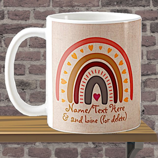 Mug Modifier le texte Ajouter le nom Boho Rainbow Hear (Créateur téléchargé)
