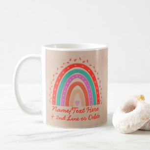 Mug Modifier le texte Ajouter le nom Boho Rainbow Hear