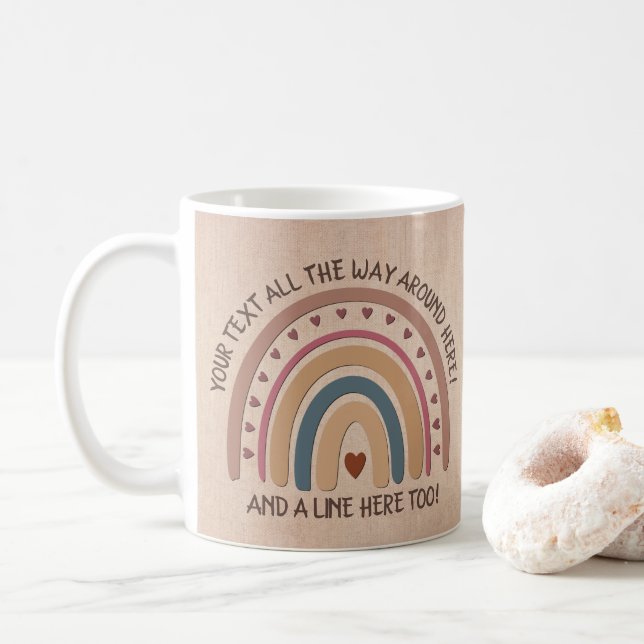 Mug Modifier le texte Ajouter le nom Boho Rainbow Hear (Avec donut)