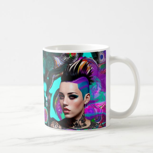Mug Mohawk Punk Girl Art Abstrait (Droite)