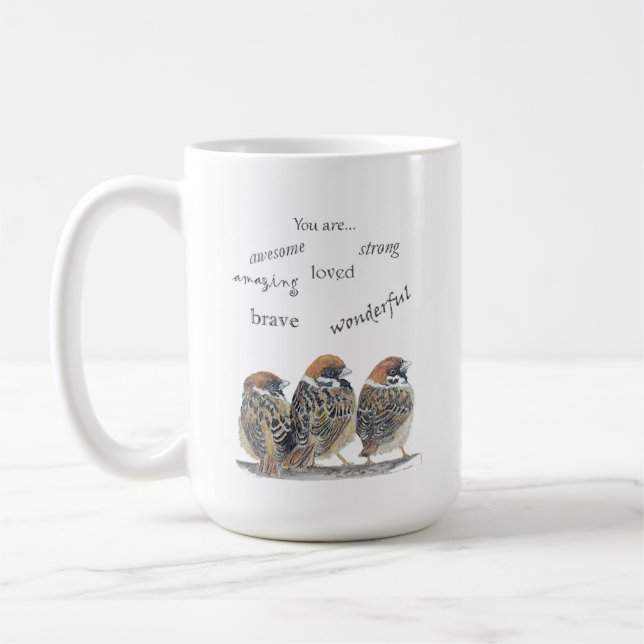 Mug Moineau oiseau drôle encourageant et solidaire (Gauche)