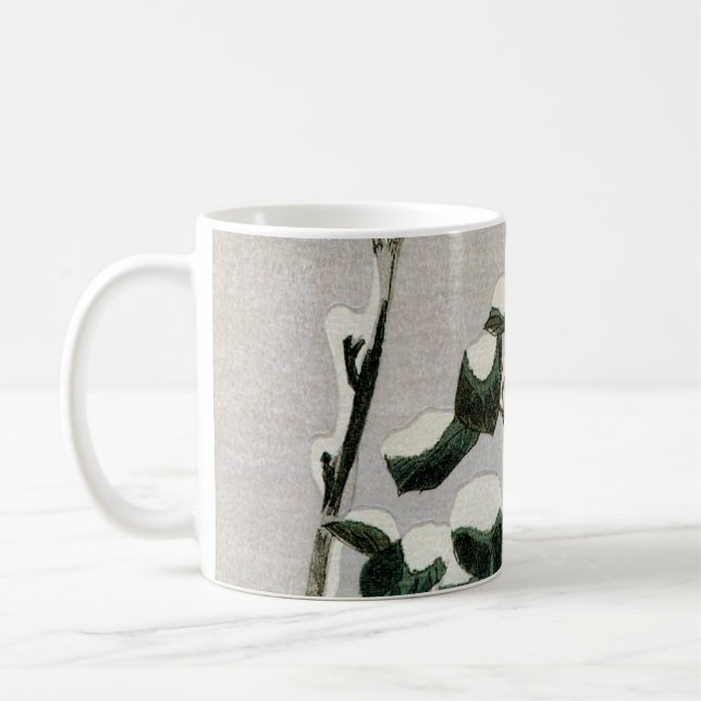 Mug Moineaux et Camélia dans la neige par Ando Hiroshi (Gauche)