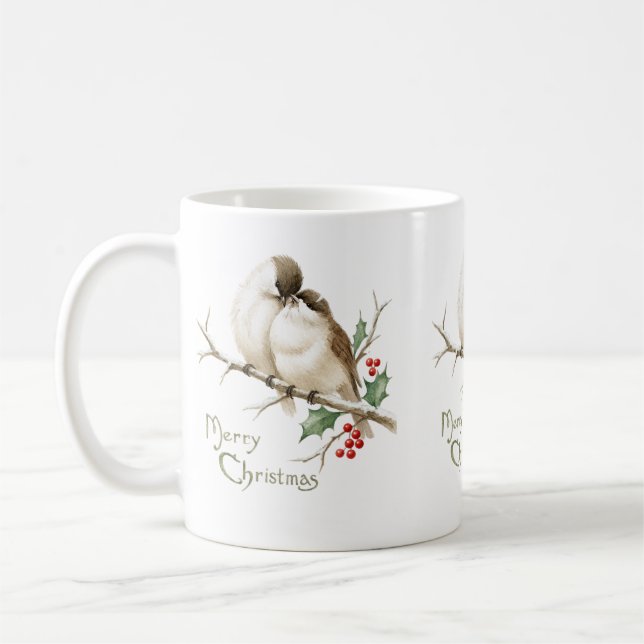 Mug Moineaux sur une branche de Noël (Gauche)