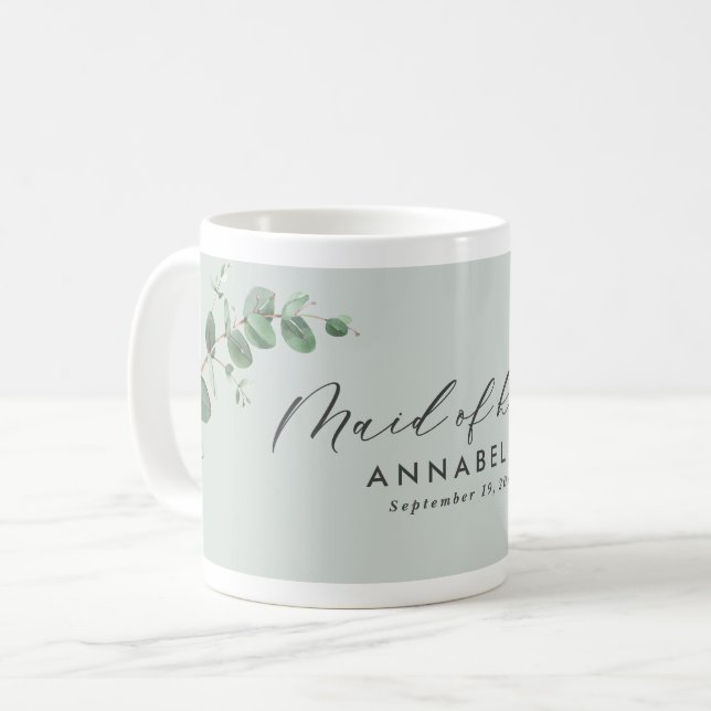Mug Moins moderne eucalyptus servante d'honneur mariag (Devant gauche)