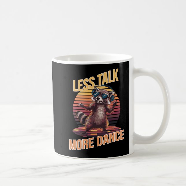 Mug Moins parler Plus Danse Funky Raccoon avec casque (Droite)